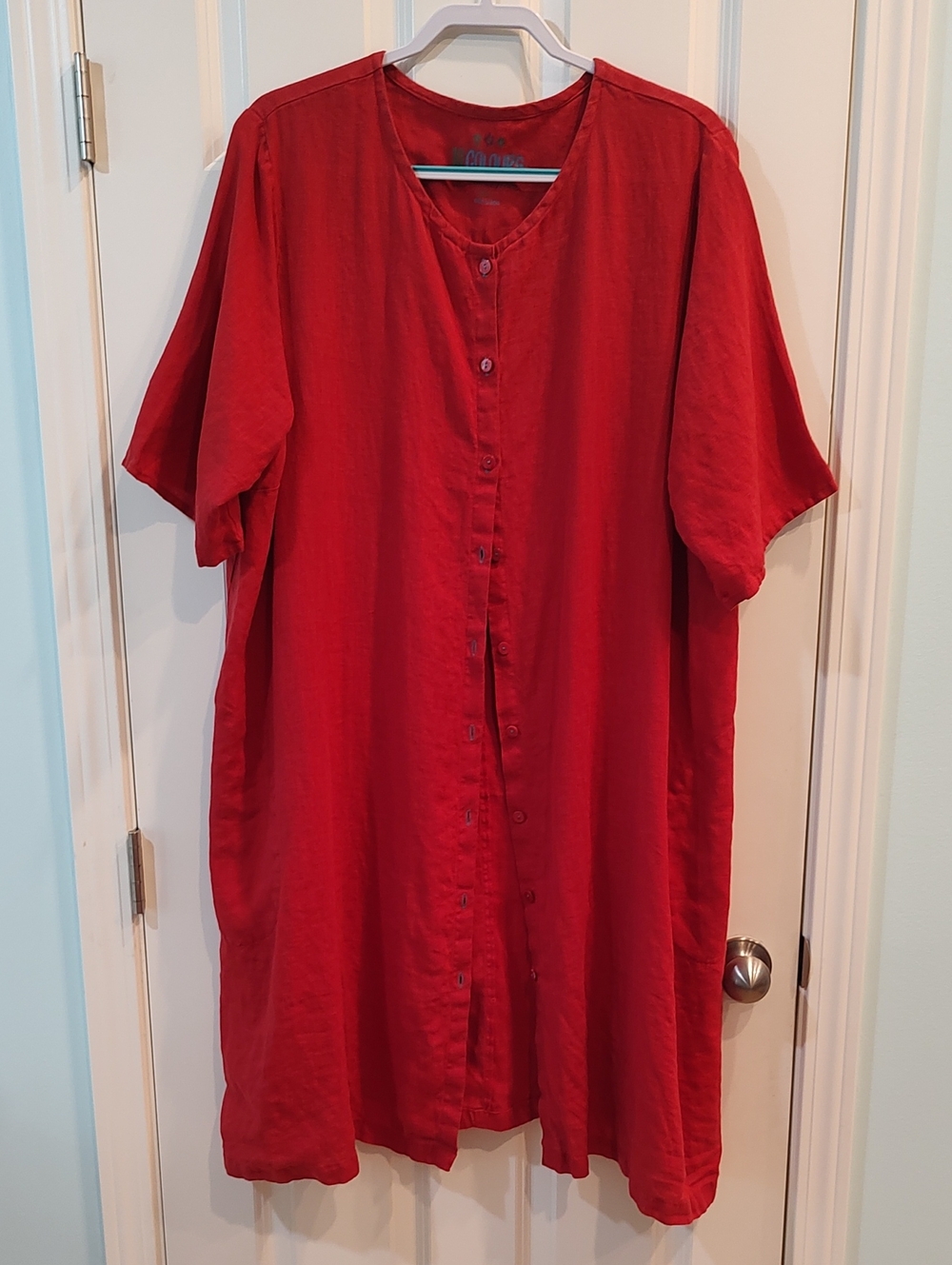 Gudrun Sjoden Red Button-Front Midi Dress